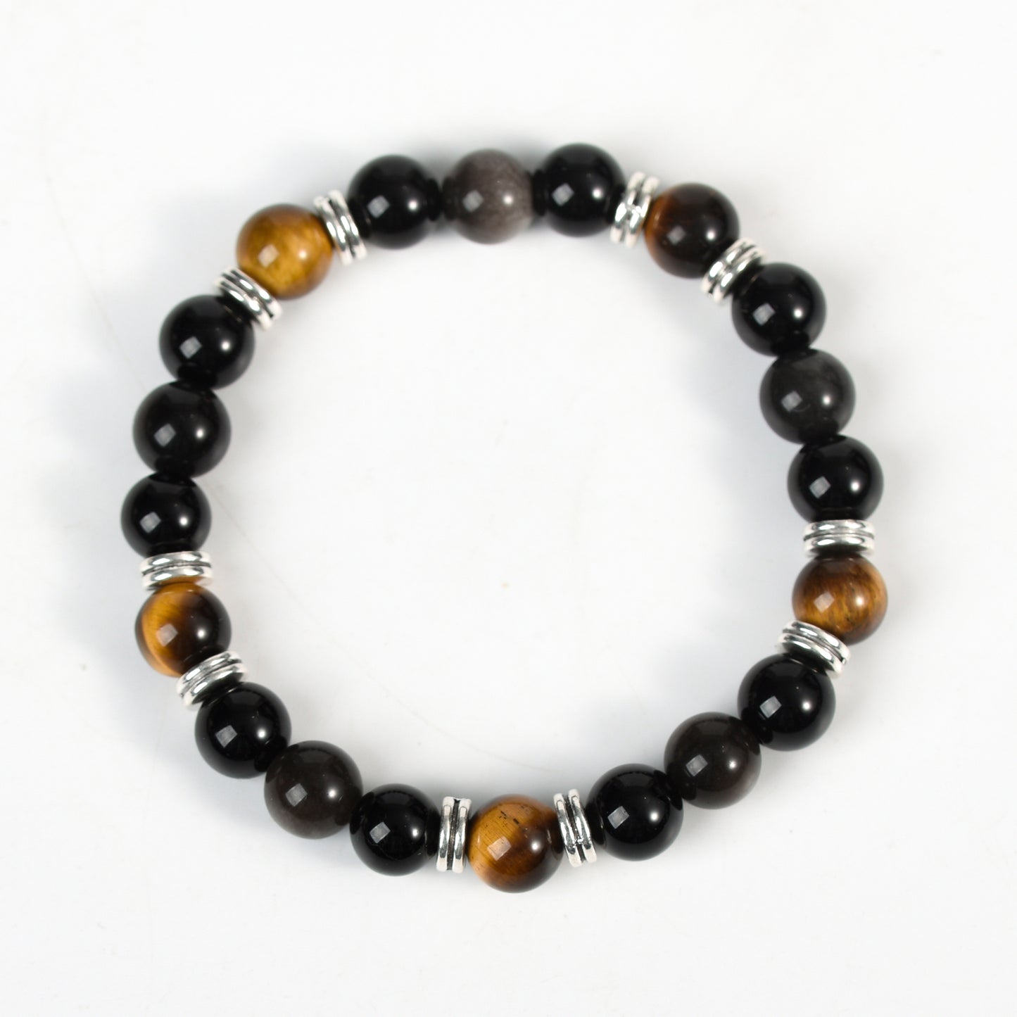 Sliver obsidian with other beads bracelet