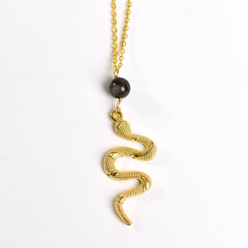 Metal snake with crystal beads pendant