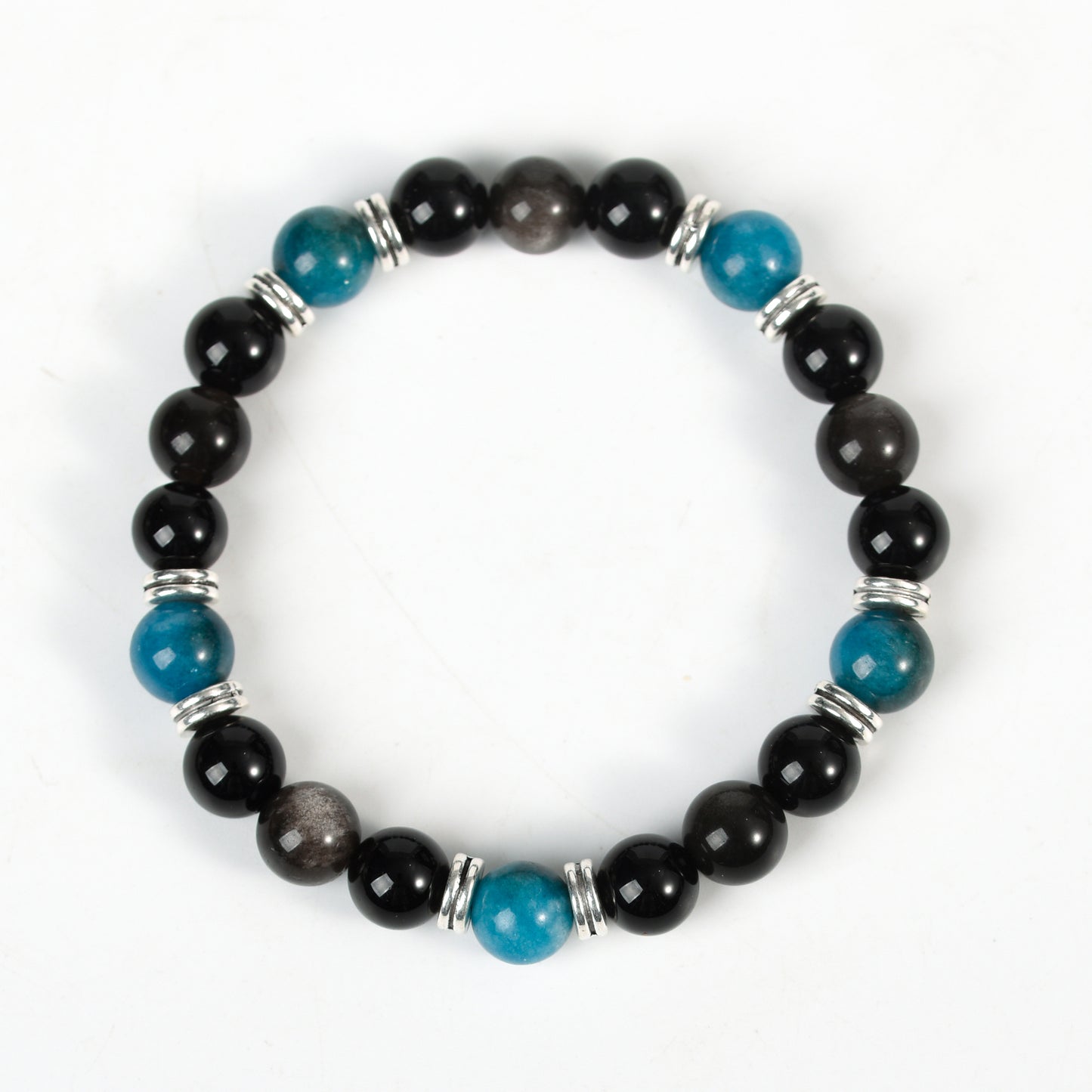 Sliver obsidian with other beads bracelet