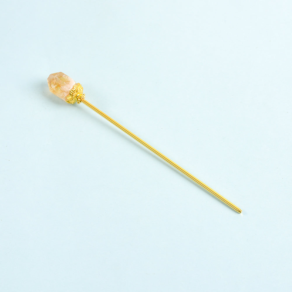 Raw crystal teeth hairpin