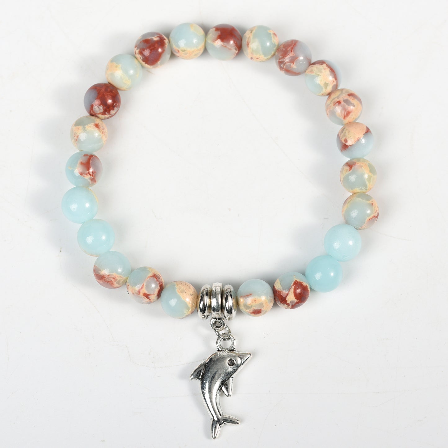 Metal charm with empire jasper bracelet