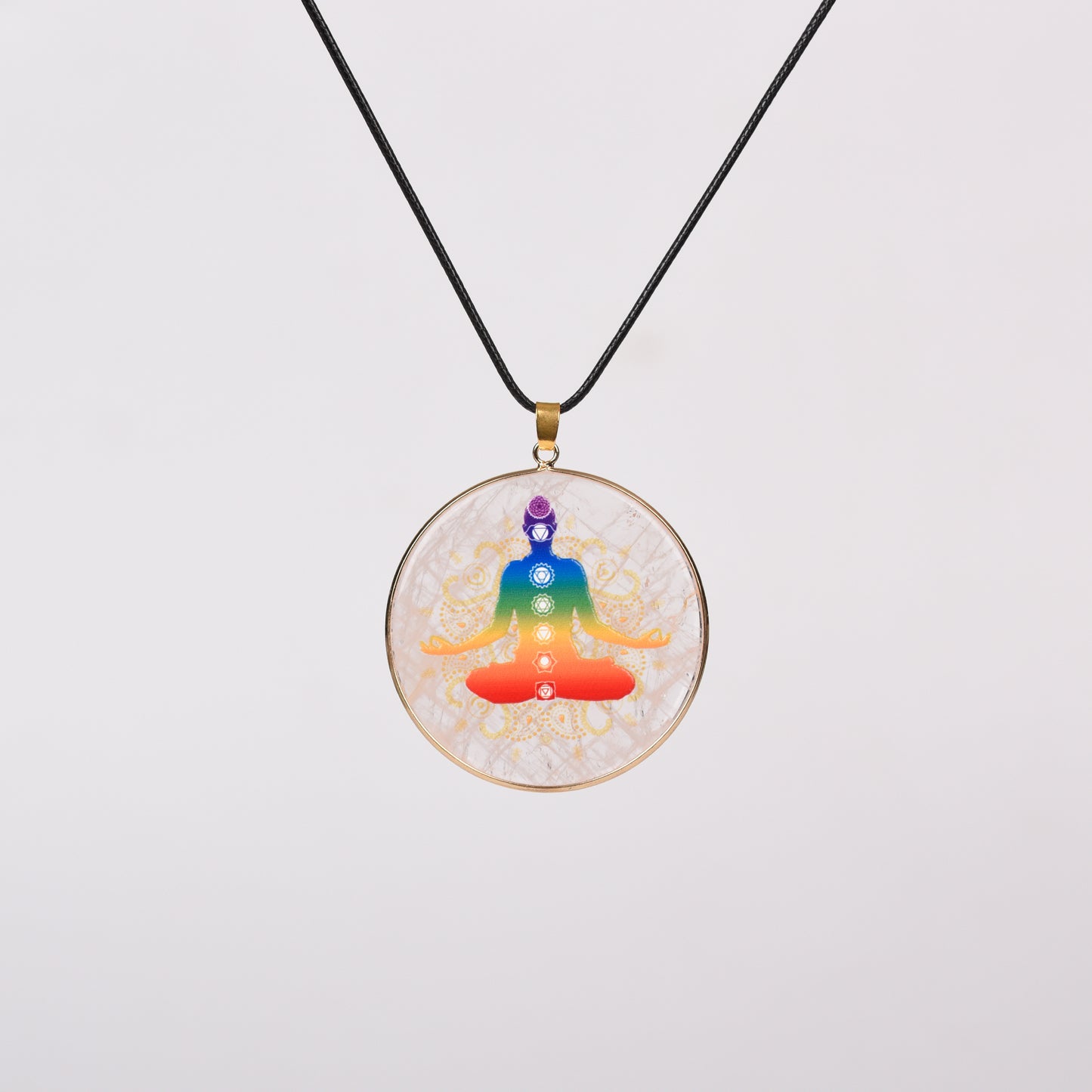 Round crystal with spray painting pendant