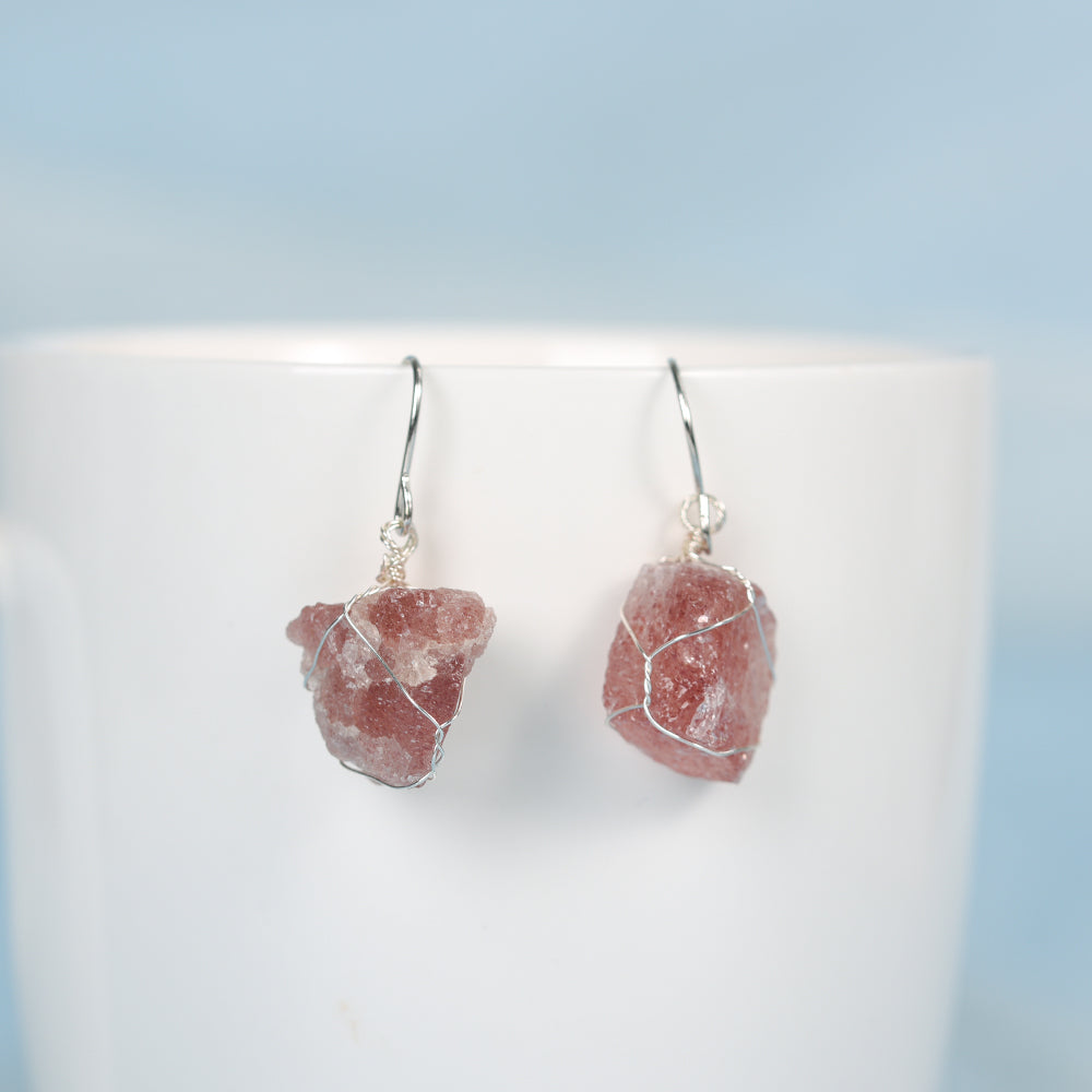 Raw crystal earrings(wire wrapped)