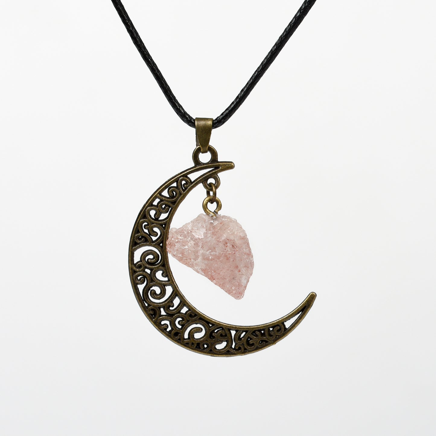 Raw crystal with moon pendant