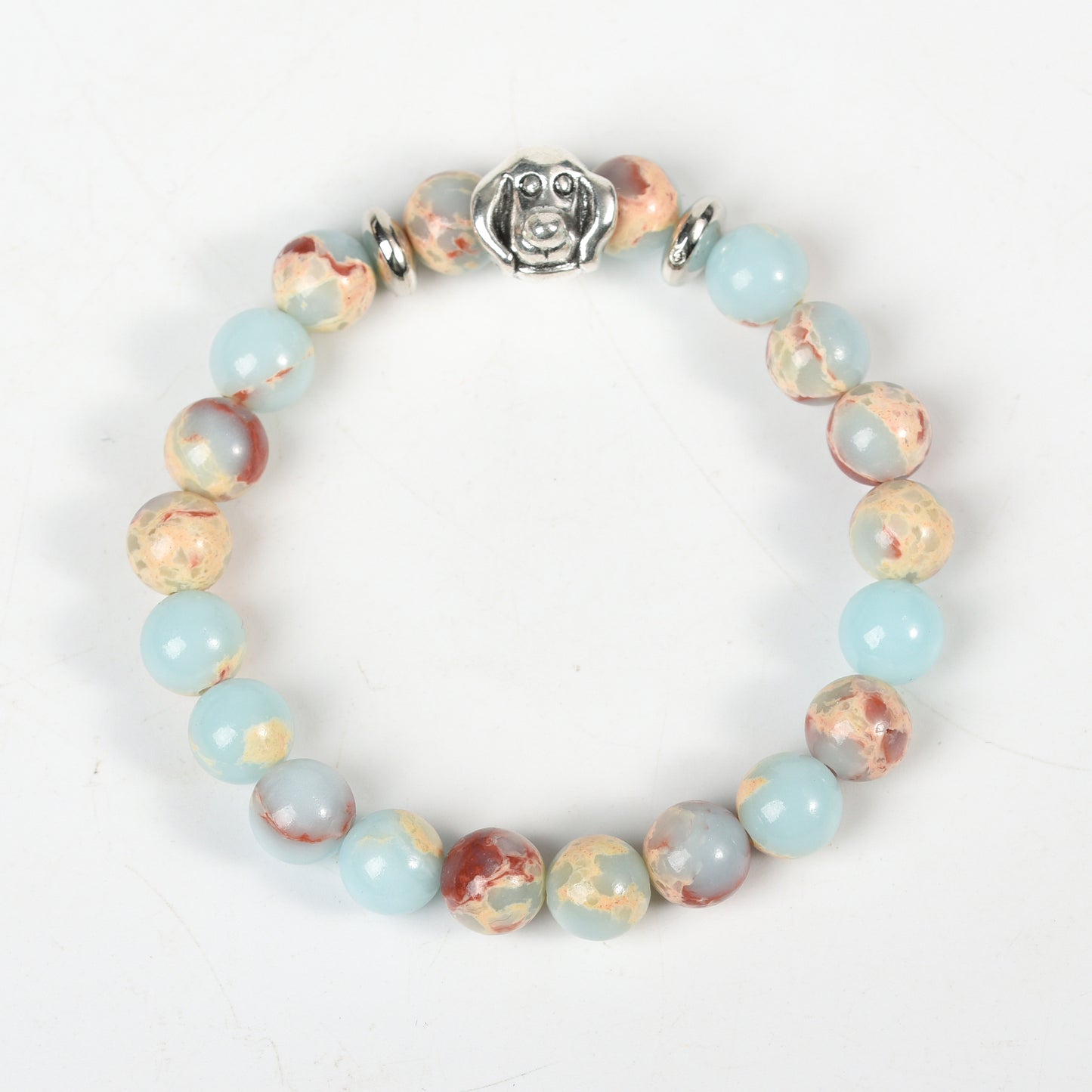 Metal charm with empire jasper bracelet