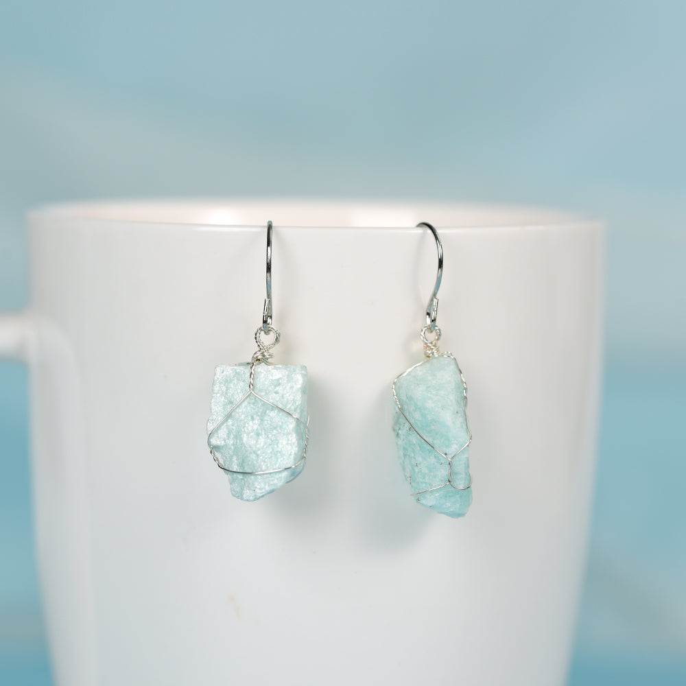 Raw crystal earrings(wire wrapped)