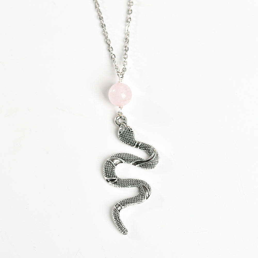 Metal snake with crystal beads pendant