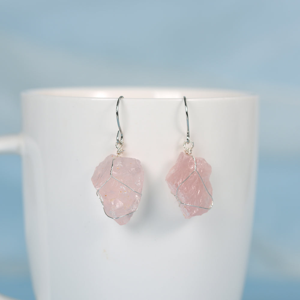 Raw crystal earrings(wire wrapped)