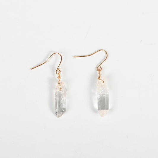 Raw clear quartz point earrings(wire wrapped)